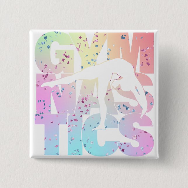 Badge Carré 5 Cm Lettres de gymnastique Confetti    (Devant)