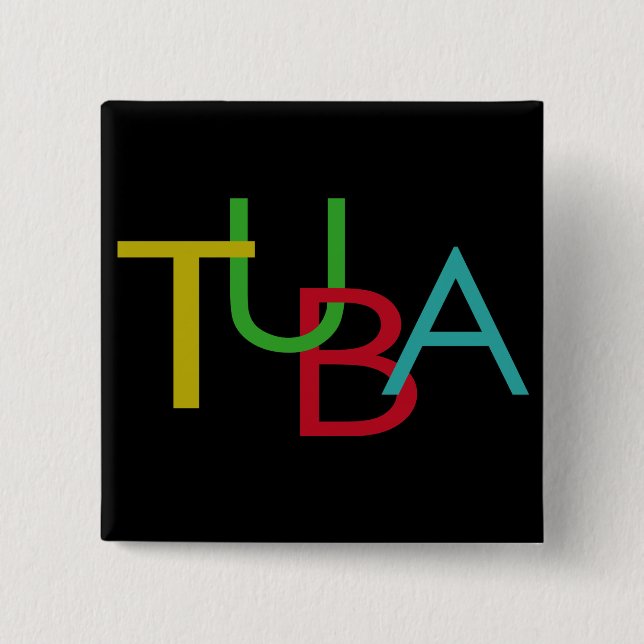 Badge Carré 5 Cm Lettres TUBA (Devant)