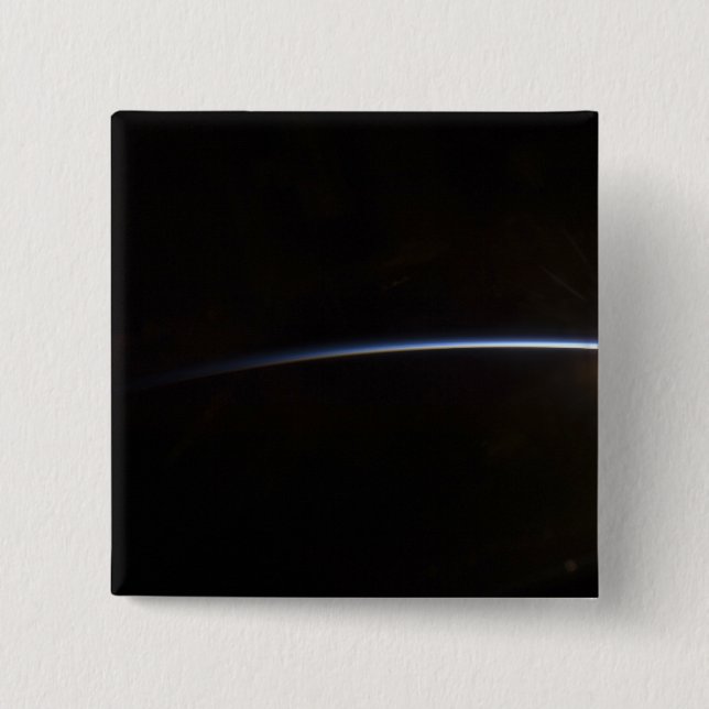 Badge Carré 5 Cm Lever du soleil vu dans l'espace (Devant)