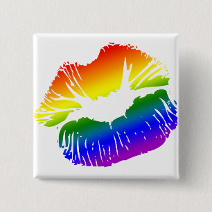 Badge Carré 5 Cm Lèvres 1 d'arc-en-ciel