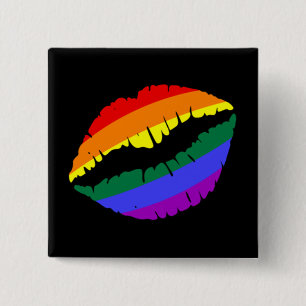 Badge Carré 5 Cm Lèvres arc-en-ciel