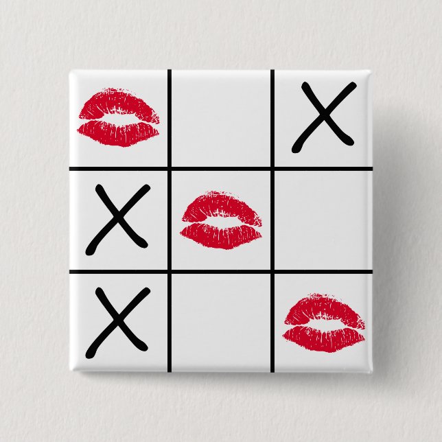 Badge Carré 5 Cm Lèvres Tic Tac Toe (Devant)