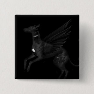 Badge Carré 5 Cm Lévrier noir d'ange