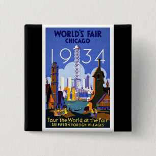 Badge Carré 5 Cm L'Exposition universelle 1934 de Chicago