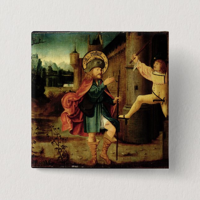Badge Carré 5 Cm L'expulsion du saint Roch de Rome (Devant)