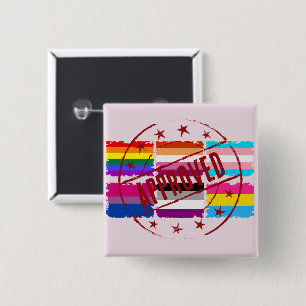Badge Carré 5 Cm LGBTQ Prière Mois Rayures Indicateurs