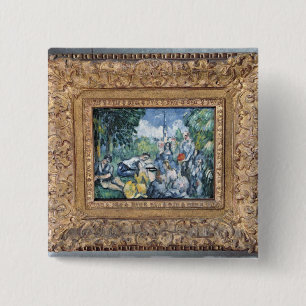 Badge Carré 5 Cm L'herbe de sur de Dejeuner de Paul Cezanne  ,