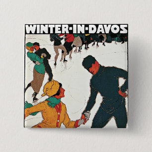 Badge Carré 5 Cm L'hiver à Davos