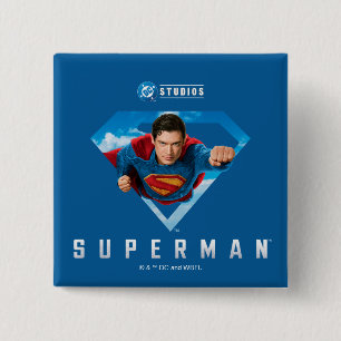 Badge Carré 5 Cm L'homme de l'acier en vol