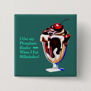 Badge Carré 5 Cm Liaison de phosphate de milkshake au chocolat et à