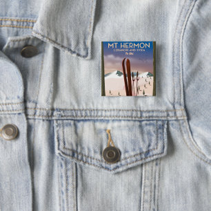 Badge Carré 5 Cm Liban et Syrie Mt Hermon Ski