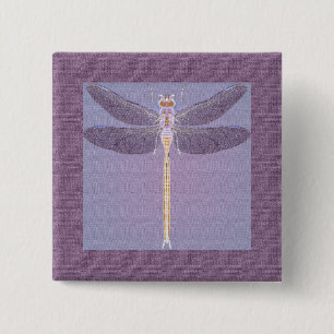Badge Carré 5 Cm libellule violette
