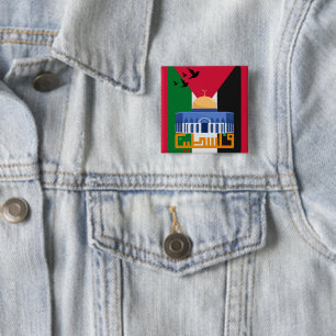 Badge Carré 5 Cm Libérez la Palestine en arabe