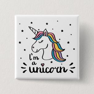 Badge Carré 5 Cm Licorne je suis une licorne