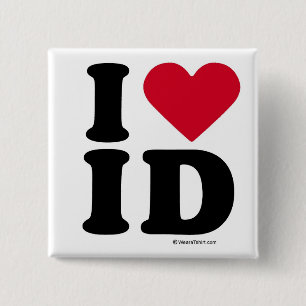 BADGE CARRÉ 5 CM L'IDAHO - IDENTIFICATION D'AMOUR D'I - AMOUR IDAHO