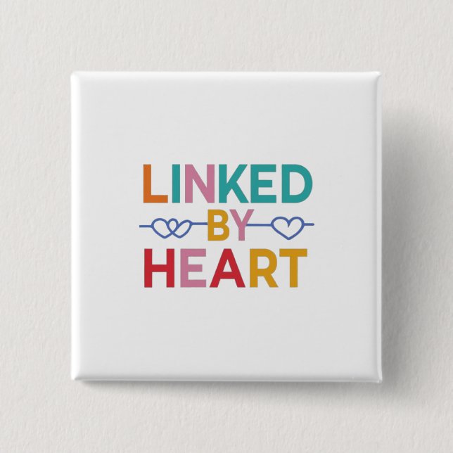 Badge Carré 5 Cm Lié par coeur (Devant)