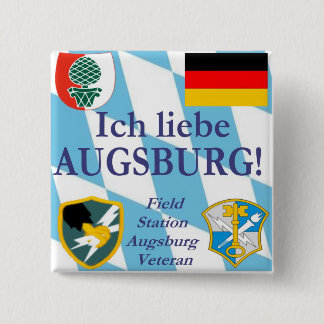 Badge Carré 5 Cm Liebe Augsbourg d'Ich !  J'aime Augsbourg ! 