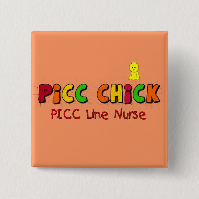 Badge Carré 5 Cm LIGNE cadeaux de PICC d'infirmière (Devant)