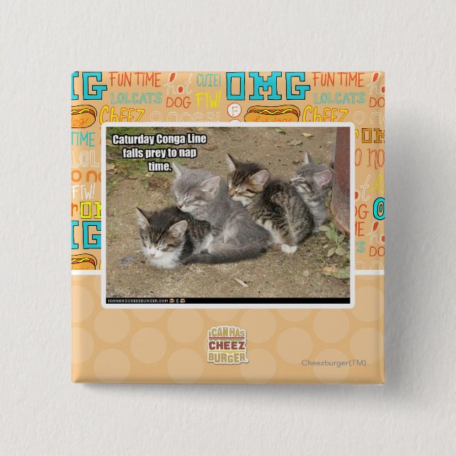 Badge Carré 5 Cm Ligne Caturday Conga (Devant)