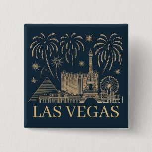 Badge Carré 5 Cm Ligne d'or personnalisée de la skyline de Las Vega