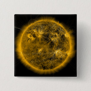 Badge Carré 5 Cm Lignes de champ magnétique le Sun