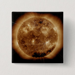 Badge Carré 5 Cm Lignes de champ magnétique le Sun 2