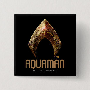 Badge Carré 5 Cm Ligue de la justice  Symbole d'aquaman métallique