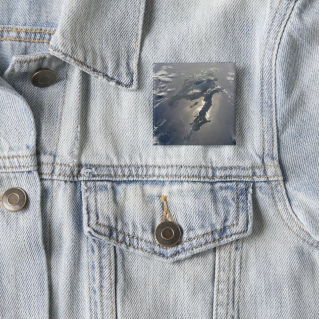 Badge Carré 5 Cm L'Île D'Hispaniola Avec Sunglin (En situation)