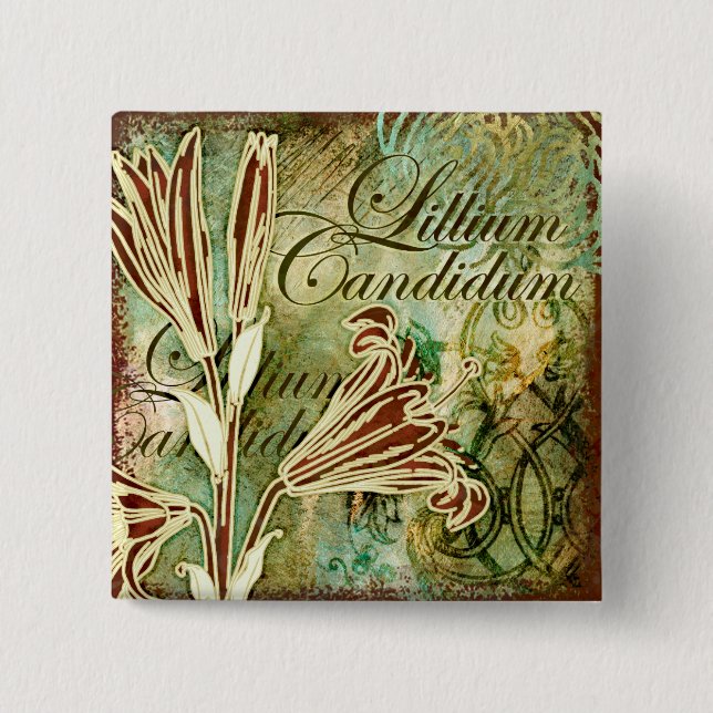 Badge Carré 5 Cm Lillium candidum (Devant)