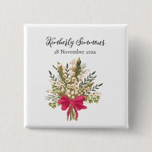 Badge Carré 5 Cm Lily Du Bouquet De La Vallée