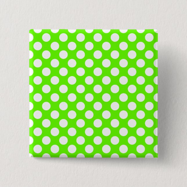 Badge Carré 5 Cm Lime Green et Pois blancs (Devant)
