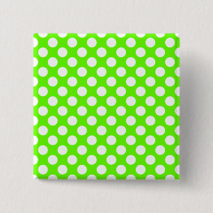 Badge Carré 5 Cm Lime Green et Pois blancs