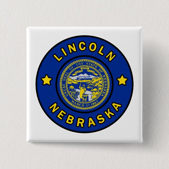 Badge Carré 5 Cm Lincoln Nebraska (Devant)