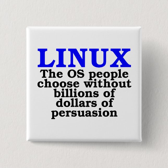 Badge Carré 5 Cm Linux. Les personnes d'OS choisissent… (Devant)
