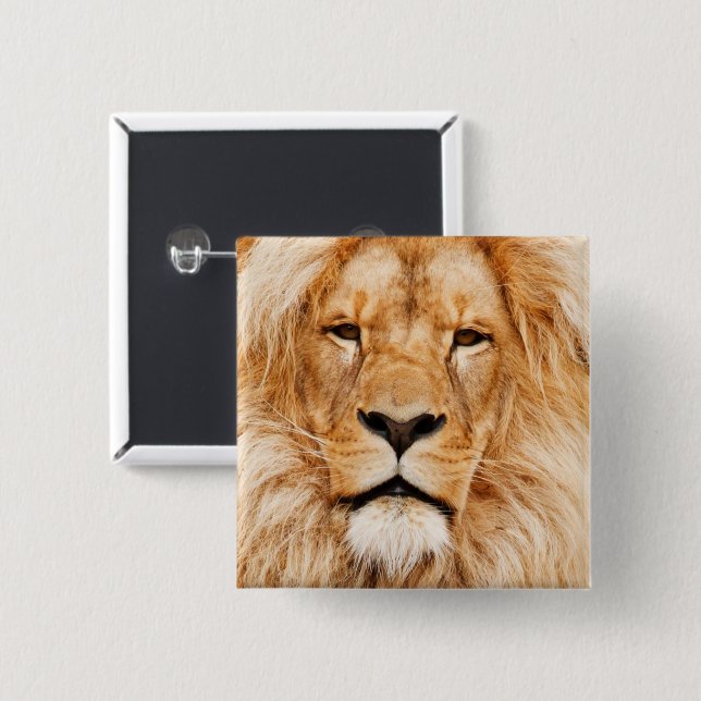 Badge Carré 5 Cm Lion (Devant & derrière)