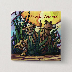 Badge Carré 5 Cm Lion Cubs Art Fier Mama