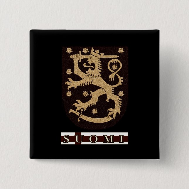 Badge Carré 5 Cm Lion de Finlande (Devant)