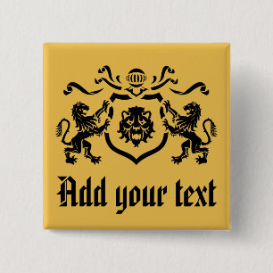 Badge Carré 5 Cm Lion héraldique des textes faits sur commande