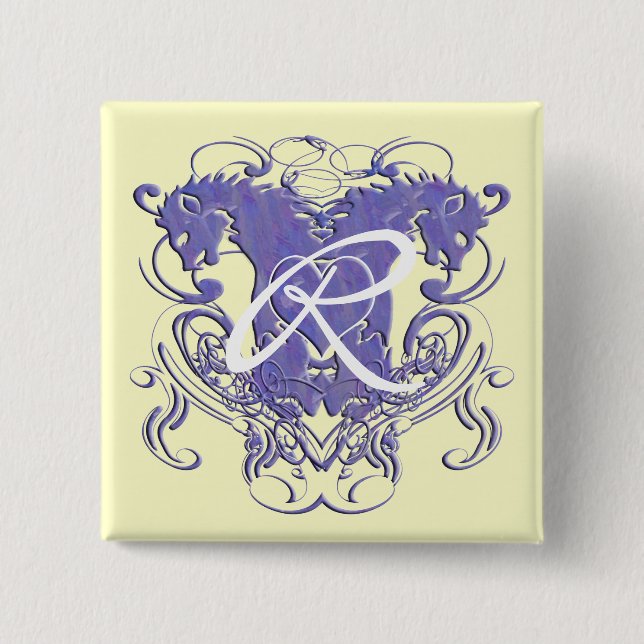 Badge Carré 5 Cm Lion Rampant Renaissance Mariage (Devant)
