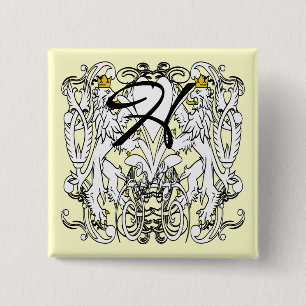 Badge Carré 5 Cm Lion Rampant Renaissance Mariage