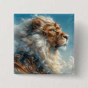 Badge Carré 5 Cm Lion Steampunk