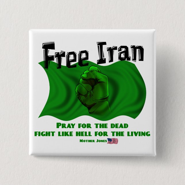 Badge Carré 5 Cm L'Iran libre, élections politiques 2009 de (Devant)