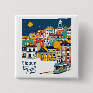 Badge Carré 5 Cm Lisbonne Portugal