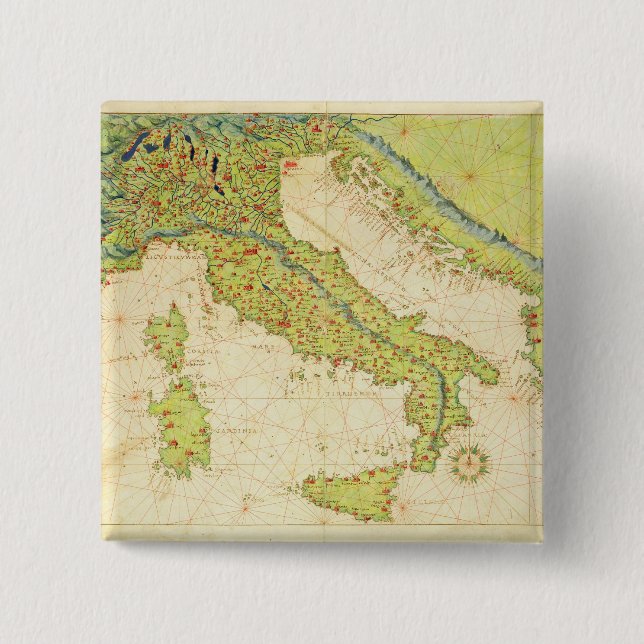 Badge Carré 5 Cm L'Italie (Devant)