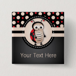 Badge Carré 5 Cm Little Ladybug Birthday Party Favor Button