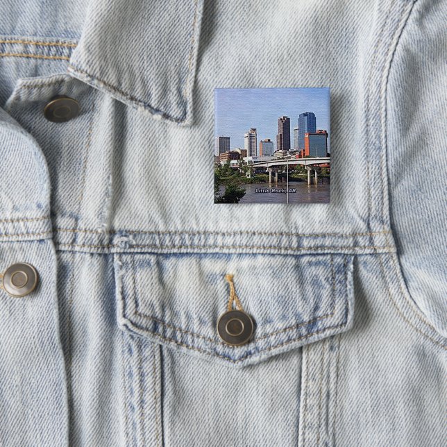 Badge Carré 5 Cm Little Rock, Arkansas USA Pinback (En situation)