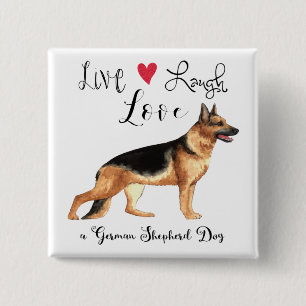 Badge Carré 5 Cm Live Laugh Love a German Shepherd