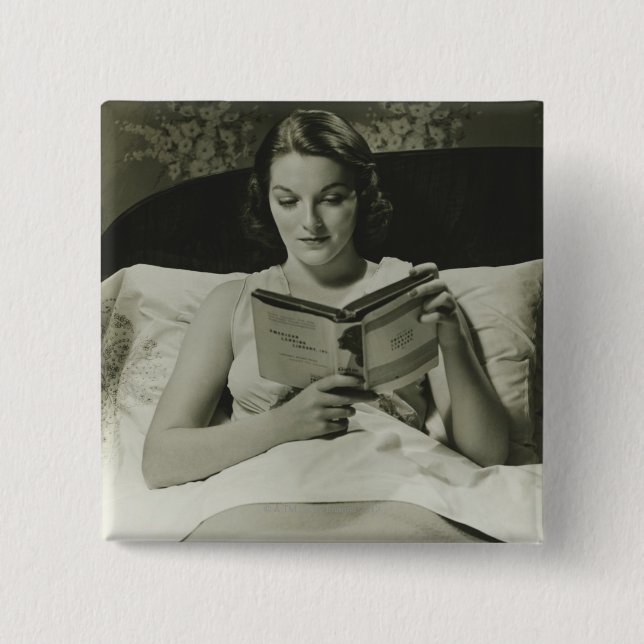 Badge Carré 5 Cm Livre de lecture de femme (Devant)