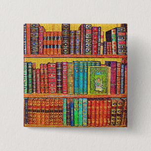 Badge Carré 5 Cm Livres de bibliothèque