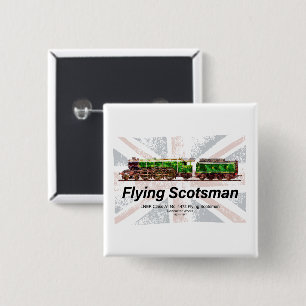 Badge Carré 5 Cm Locomotive à vapeur Flying Scotsman anglais 